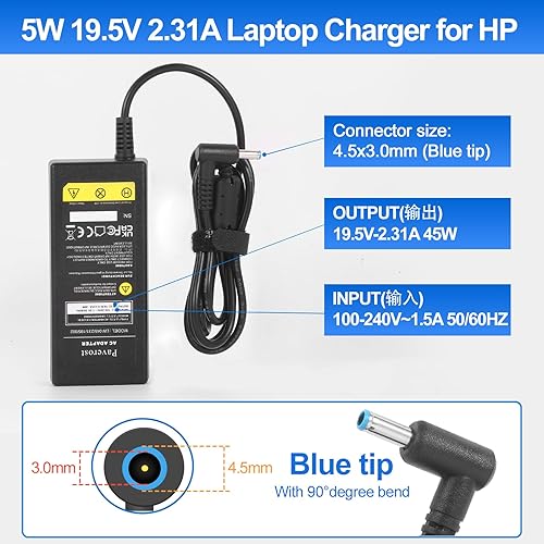 Miniatura 2 de Cargador para portátil de 45 W repuesto para cargador HP Pavilion Modelo 741727-001 Adaptador de CA - 45W 19.5V 2.31A para HP Stream 14 15 11 13