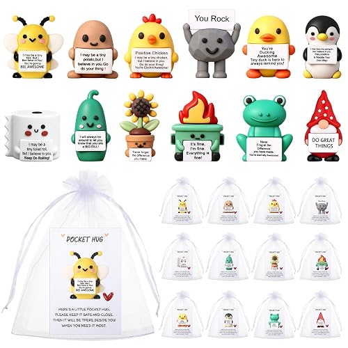 Gejoy 12 Pcs Pocket Hug Gift Set Tiny Rubber Figurines