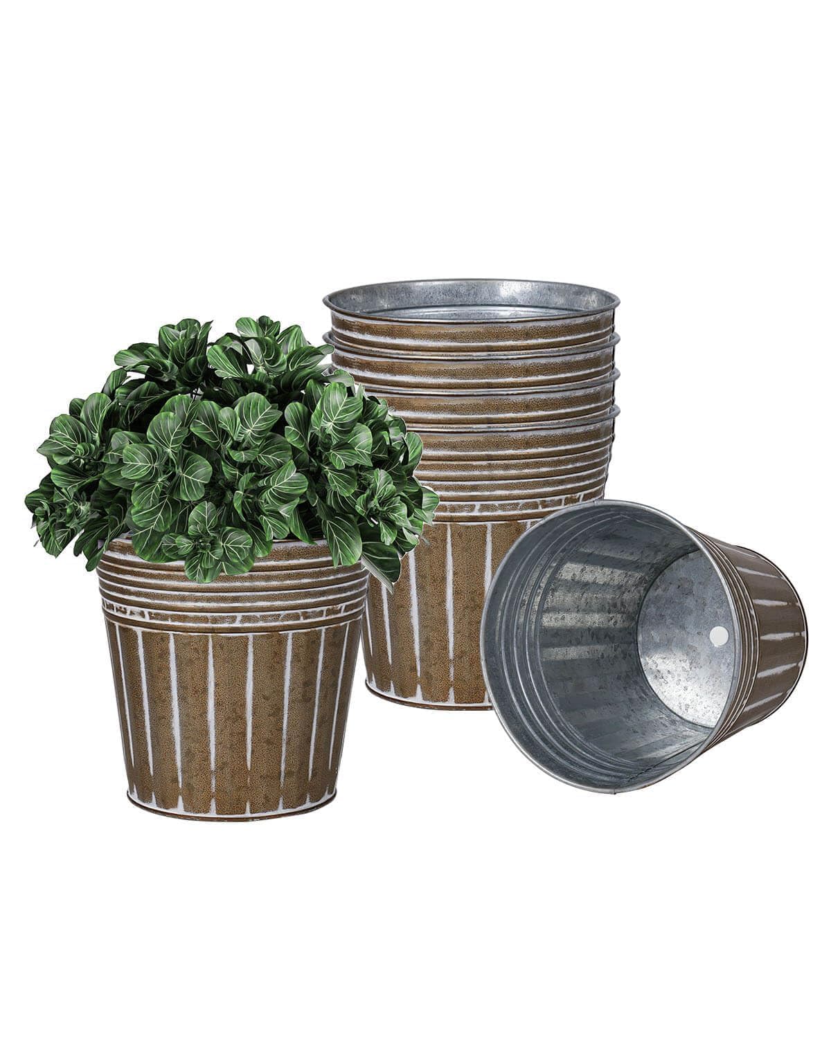 Pots de fleurs en métal galvanisé vensovo de 12,7 cm avec drainage pour plantes, lot de 6
