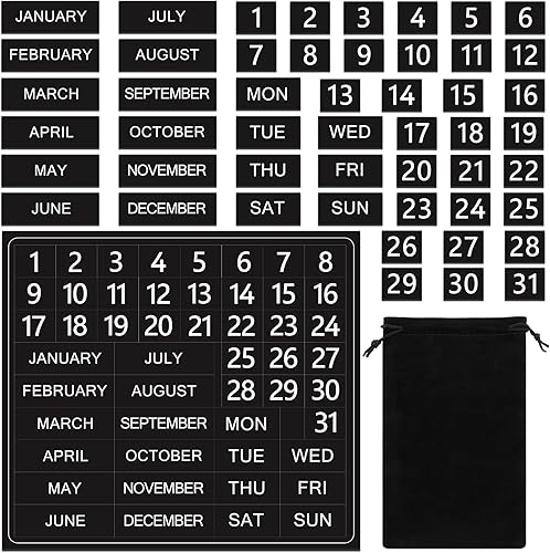 50 números magnéticos de calendario para pizarra blanca y refrigerador, días de la semana y meses, indicadores magnéticos de fechas del calendario