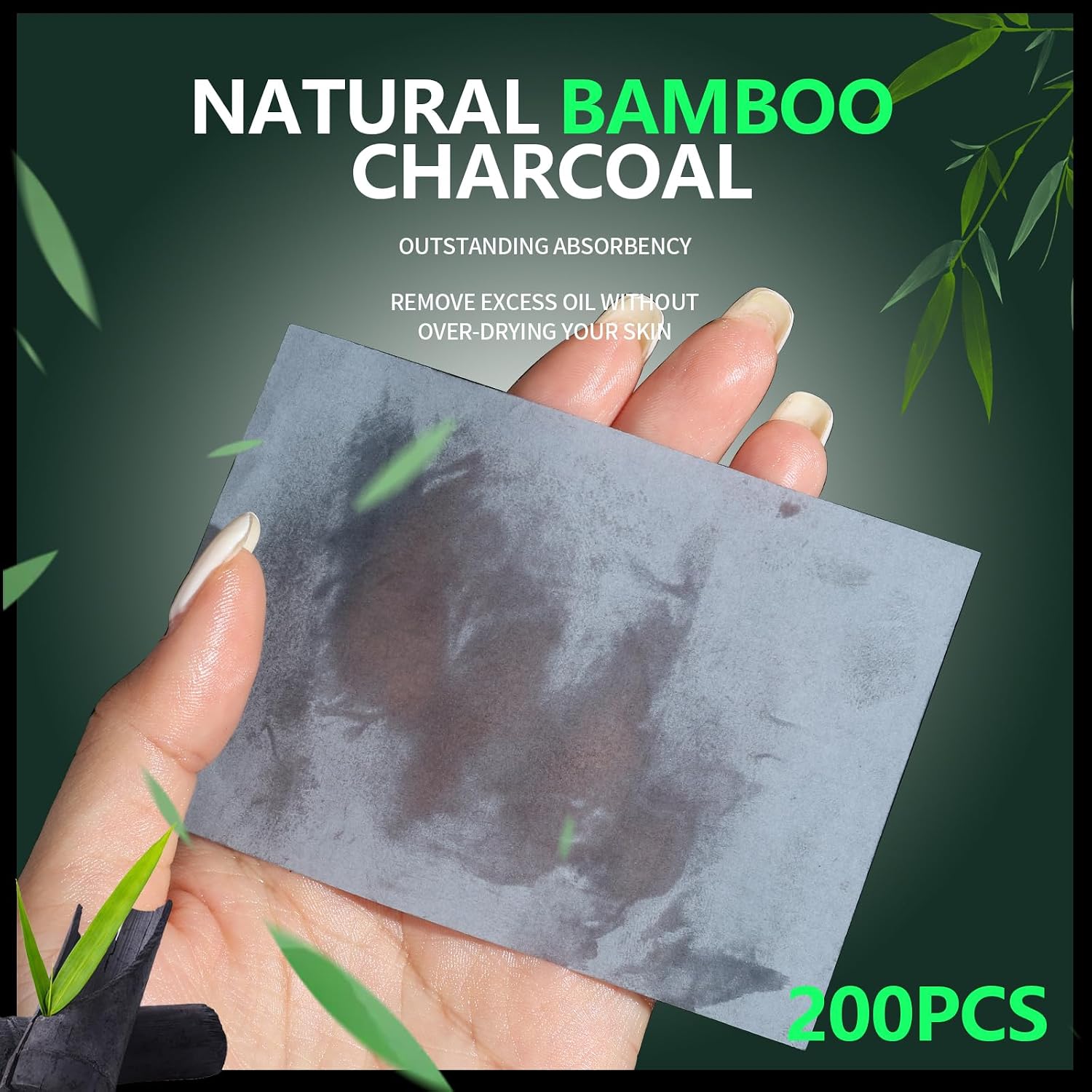 2400PCS Blotting Paper for Face, Makeup, Natural Bamboo Charcoal Blotting Paper for Oily Skin, 100 * 70MM Large Oil Blotting Sheets image 3