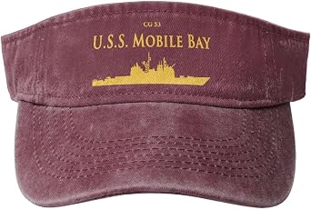 Cg 53 USS Mobile Bay Denim Hollow Top Visor Baseball Cap for Men and Women Large Brim Sun Protection