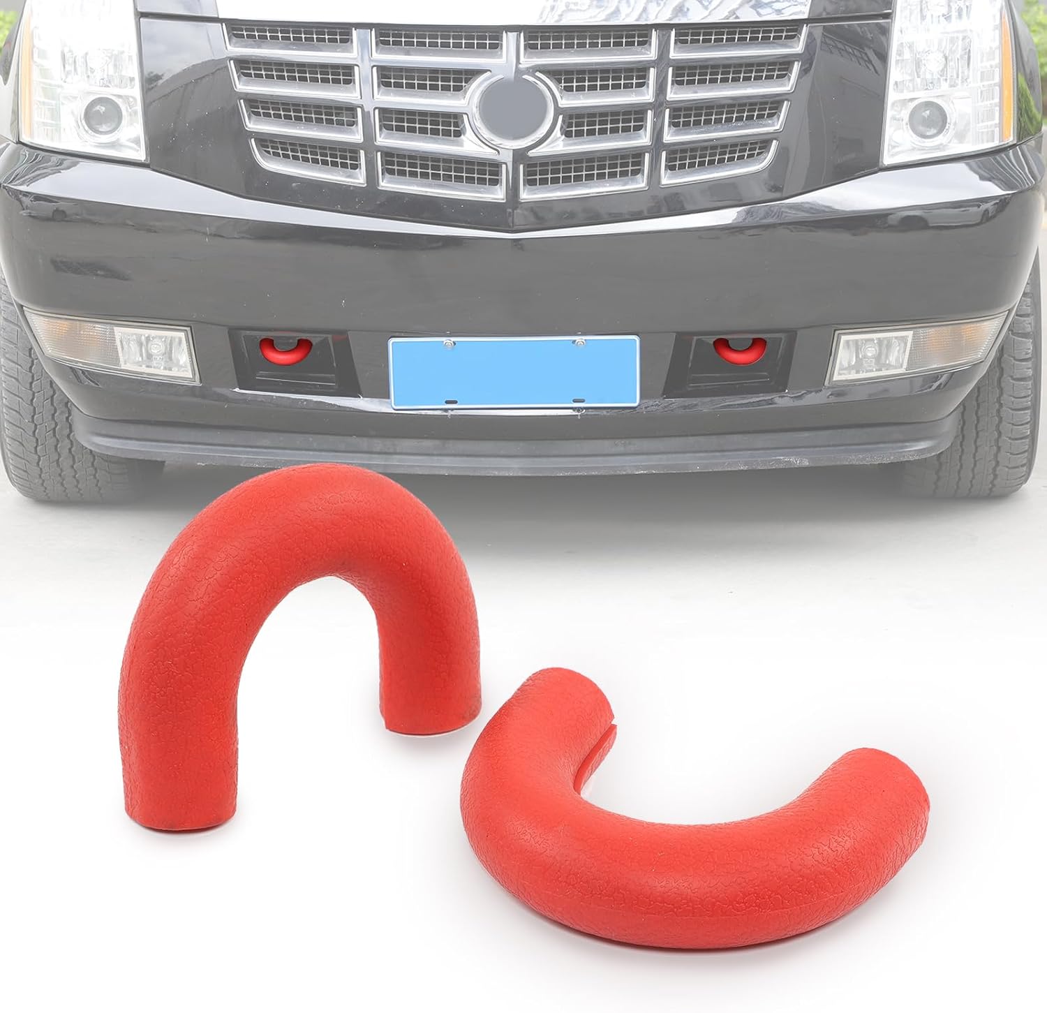Front Tow Hook Covers Compatible with Cadillac Escalade 2007-2014 Accessories, Front Bumper Towing Hooks Trailer Hitch Covers Rubber Protector Trim 2PCS (Red)