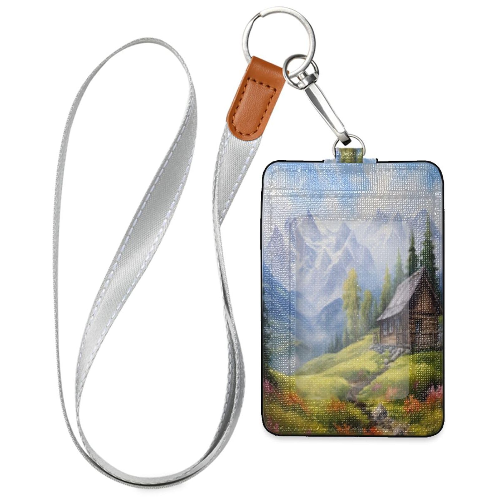 QilmyID Badge Holders,Shanxia Wooden House Clear Card Holder, Multi ID Holder with Waterproof Resealable, Name Tag Badge Holder for Nurses, Office and School784