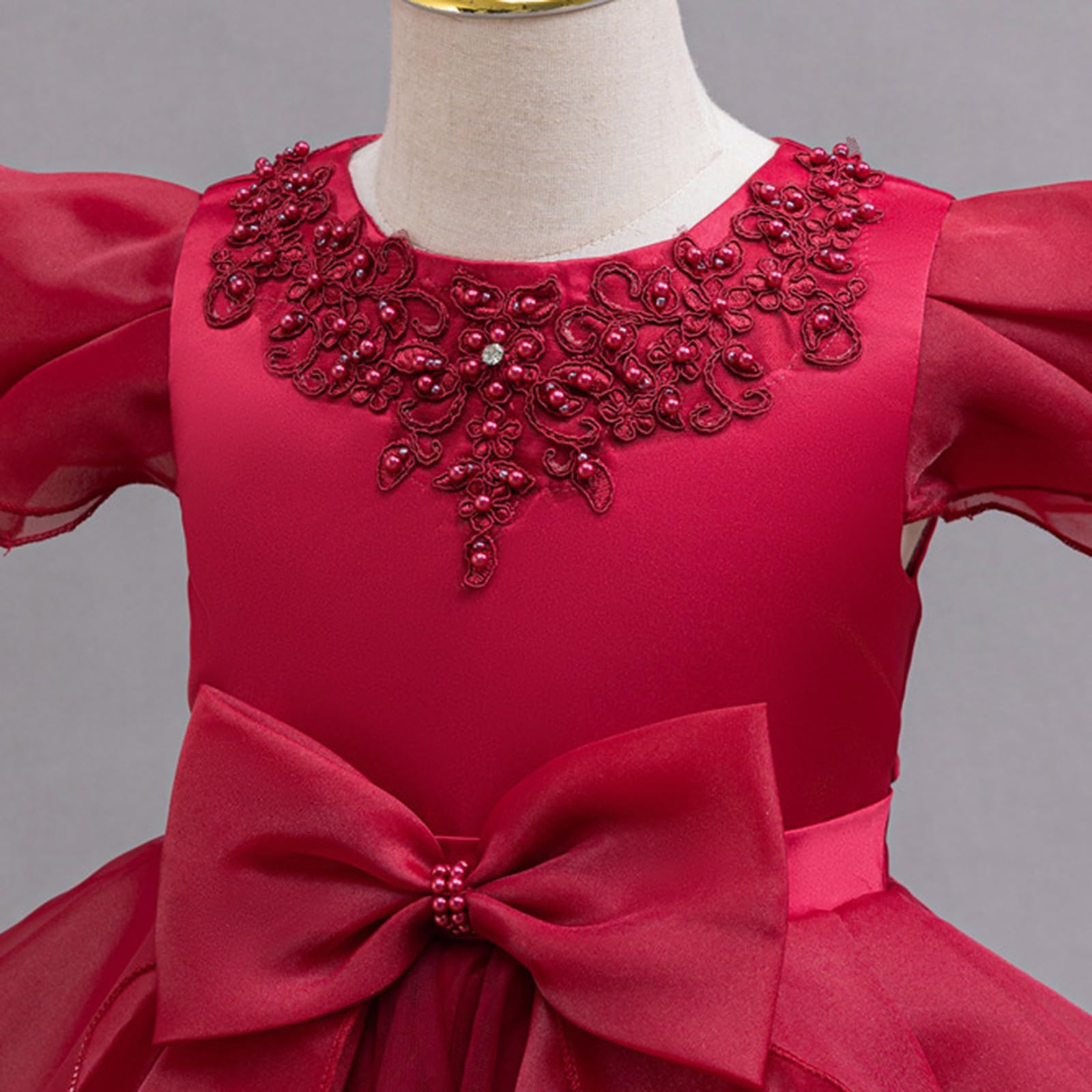 Vestito da ragazza da principessa in tulle con fiocco per bambini a più livelli festa di compleanno matrimonio damigella d'onore abiti da ragazza di fiori abiti da festa formale ballo di fine anno