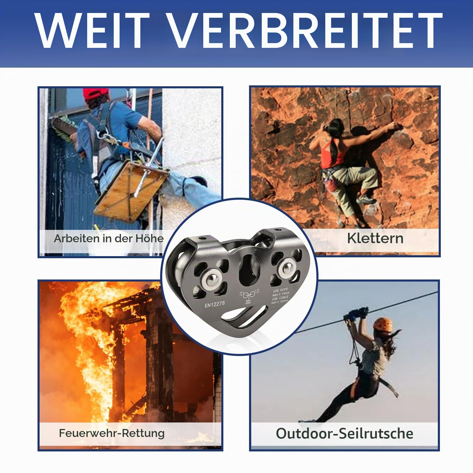 Zipline -Riemenscheibe, Klettern Zip -Linie -Riemenscheibe, Zipline -Schwenkriemenscheiben Klettern Aluminium mit Tandemgeschwindigkeit Doppelwagen für Bergsteiger