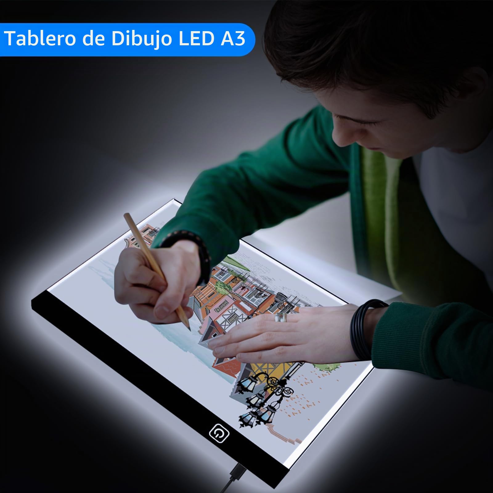 VFANDV Mesa de Luz A3, LED Tableta de Luz Dibujo de Dibujo Portátil con Brillo Ajustable Mesa de Luz para Calcar con Cable USB Mesa de Luz de Dibujo para Bocetos Diseño Dibujo Diamante Pintura