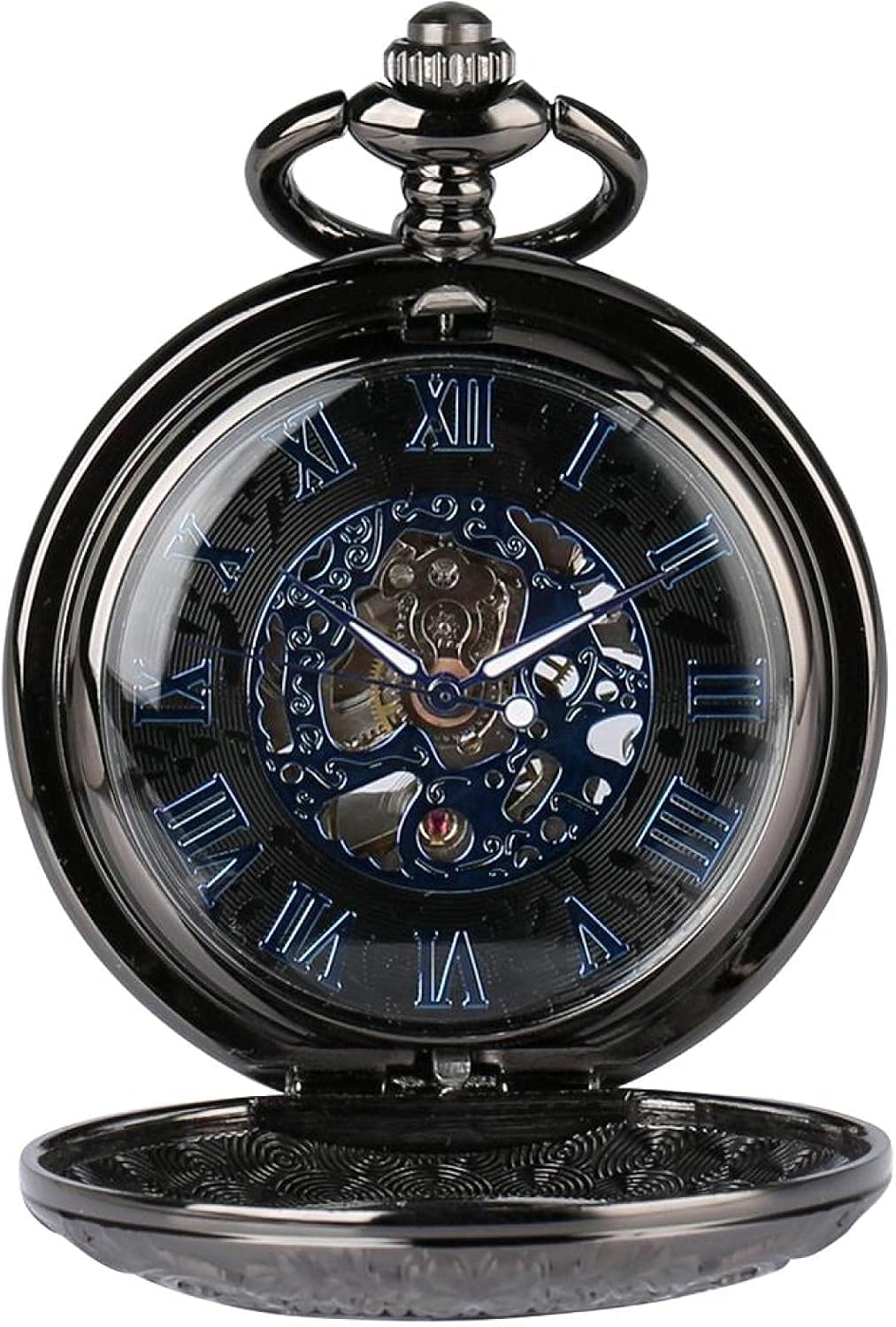 Gentlemen's Pocket Watch, Pocket Watch, Vintage Floral Mechanical Pocket Watch Fashion Blue Roman Numerals for Men and Women (Color : Onlywatch) (Onlywatch) (Onlywatch)