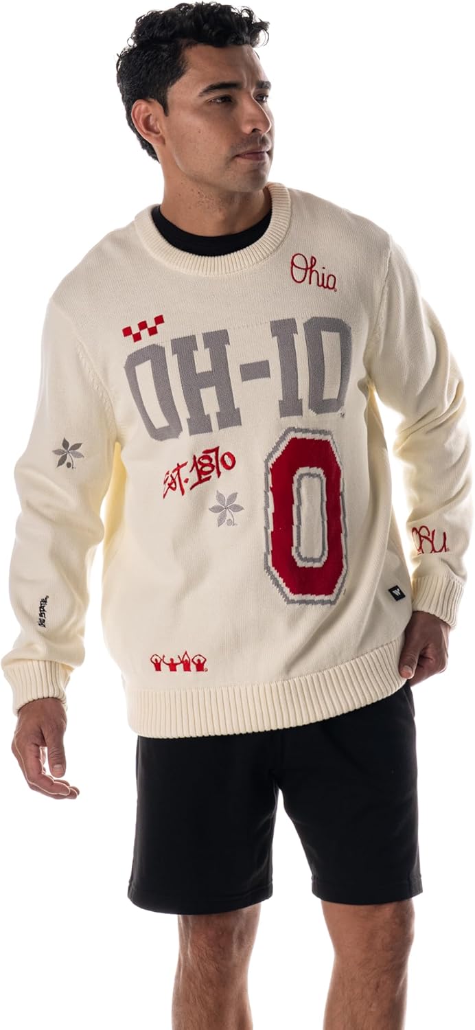 The Wild Collective Unisex Ohio State All Over Jacquard Sweater