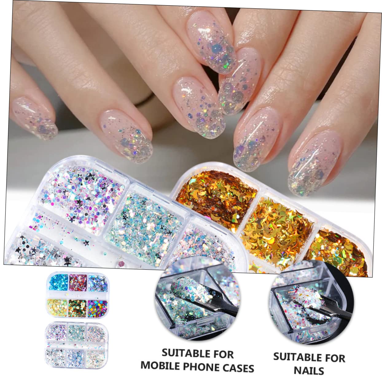 Healeved 3 Set Di Decorazioni Pratiche Per Unghie Unghie Finte Nail Art Manicure Facili Da Applicare 2 Scatole * 3