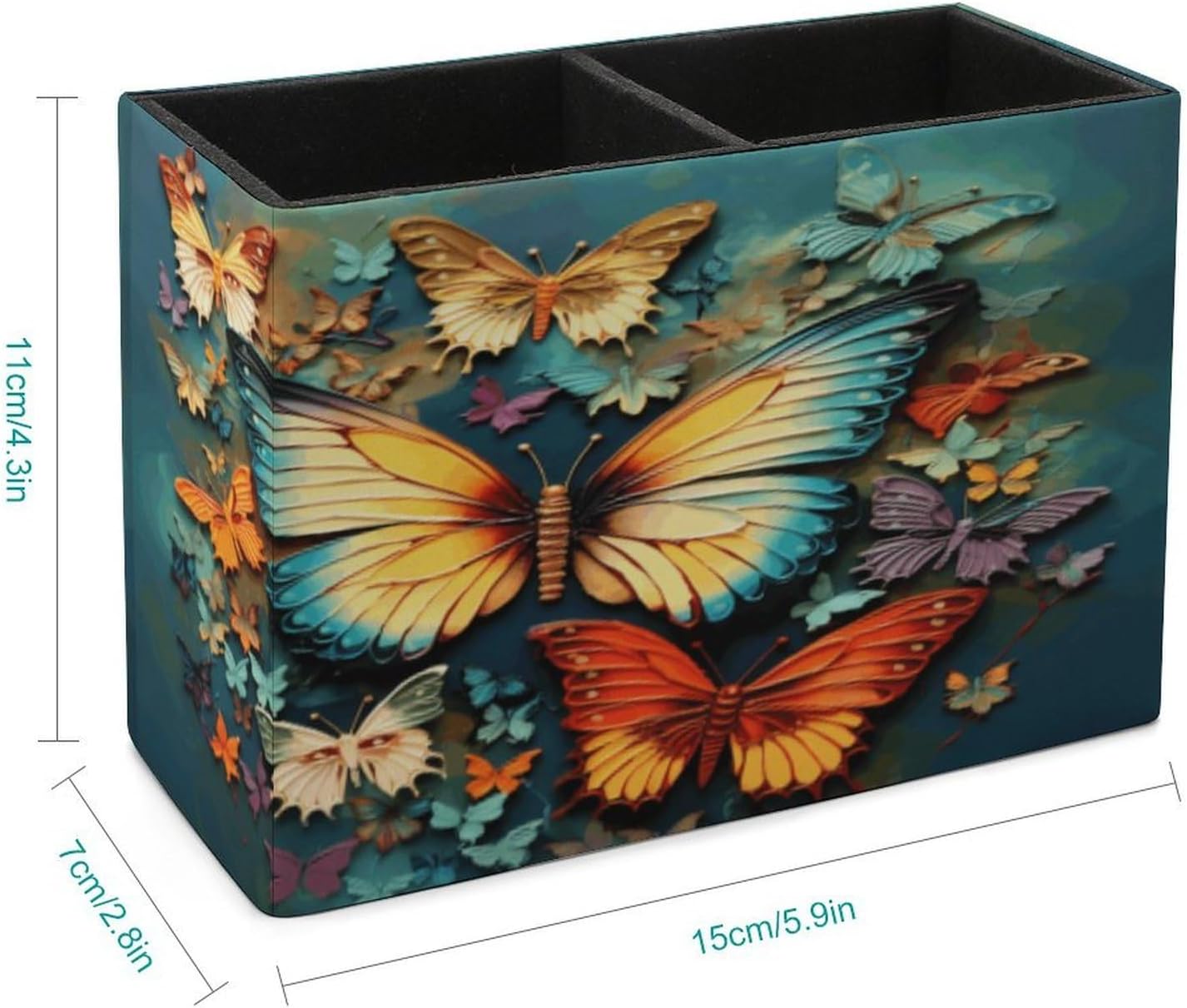 Colorful Butterfly Pen Holder with 2 Slots for Desk Storage image 2