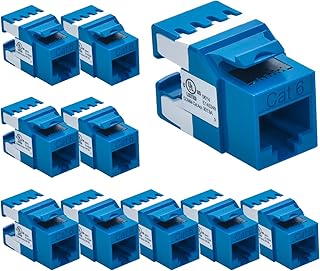 Beszin Cat.6 RJ45 110 Type 180Â° Keystone Jack (10-Pack, Blue)