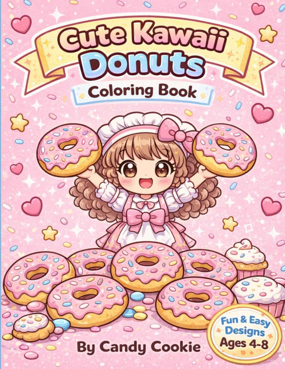 Cute Kawaii Donuts Coloring Book for Kids Ages 4-8 Fun & Easy Sweet Treat Coloring Pages with Adorable Girls, Bakery Scenes & Desserts: Super Cute ... (Kawaii Sweet Treats Coloring Series)