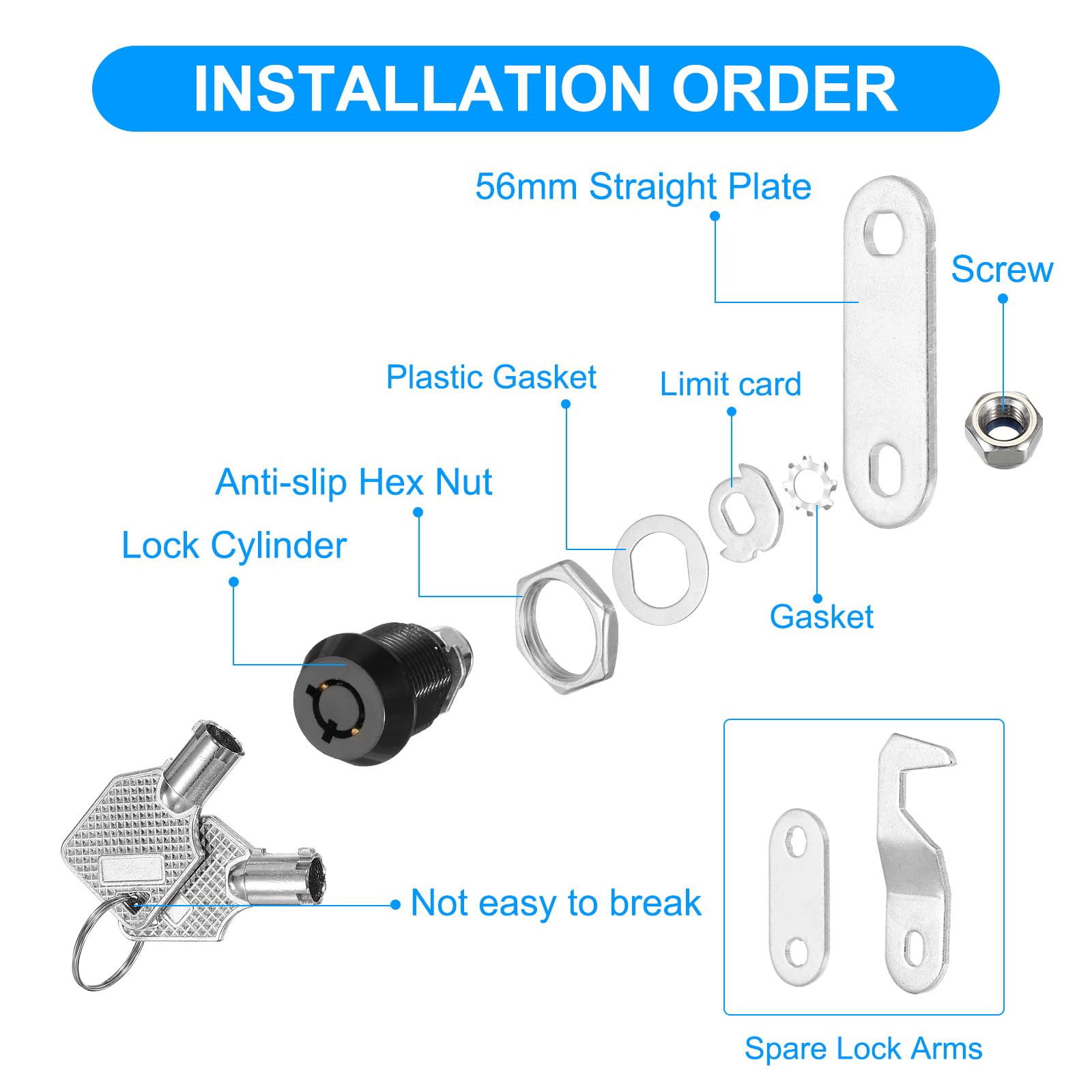 PATIKIL 5/8 Inch Black Cabinet Locks with Silver Keys - Image 4