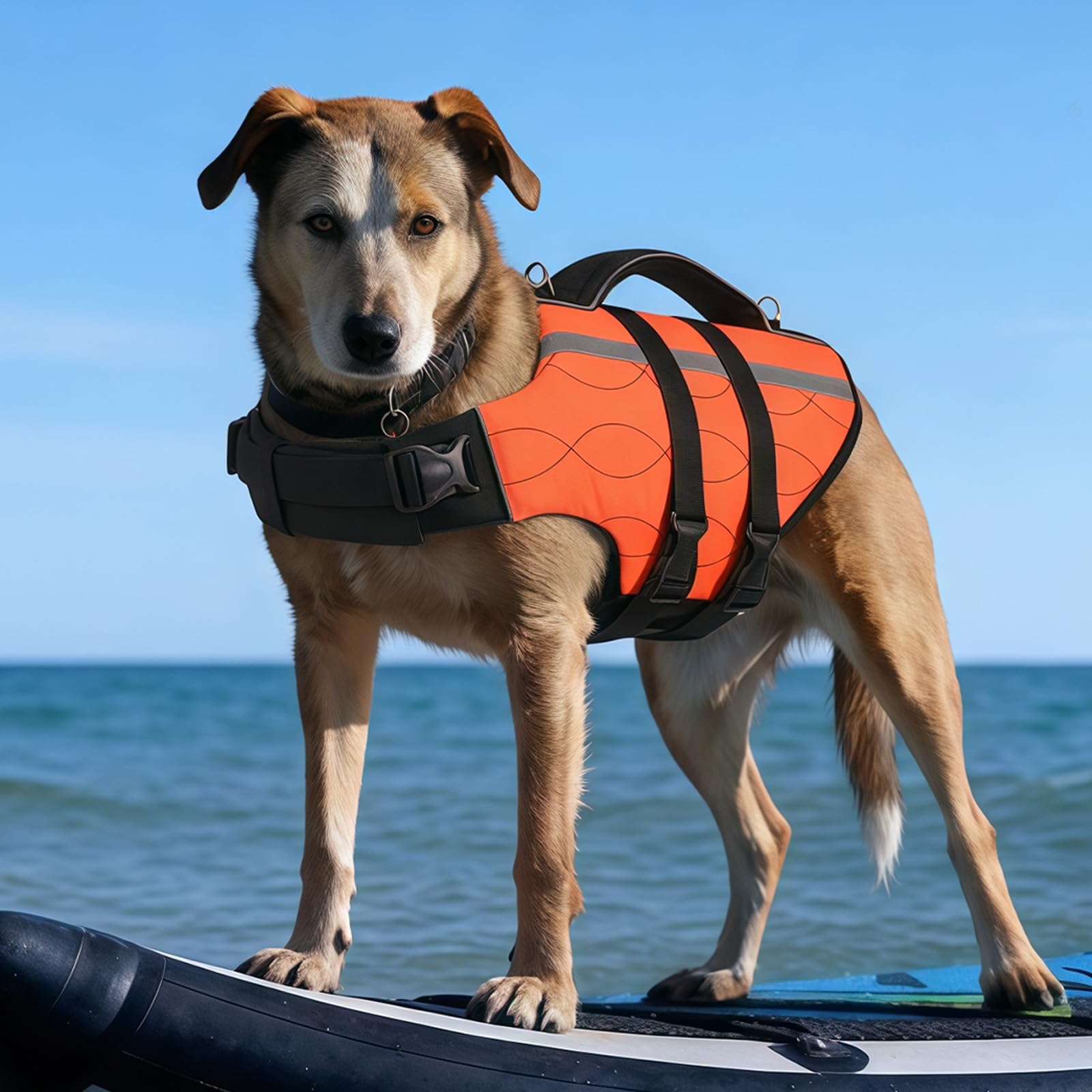 KONVINIT Chaleco de Rescate Reforzado para Perros Grandes, con Doble Punto de Anclaje: 2 Anillas de Acero, Colores Vivos y Ajuste Seguro con Hebillas, Diseño Exclusivo