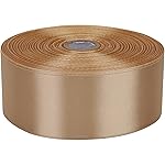 Baocuan Satin Ribbon 50 Yards Solid Fabric Ribbons Roll for Wedding Invitations, Bridal Bouquets, Sewing, Party Decorations, Gift Wrapping and More (Champagne, 1-1/2 inch)