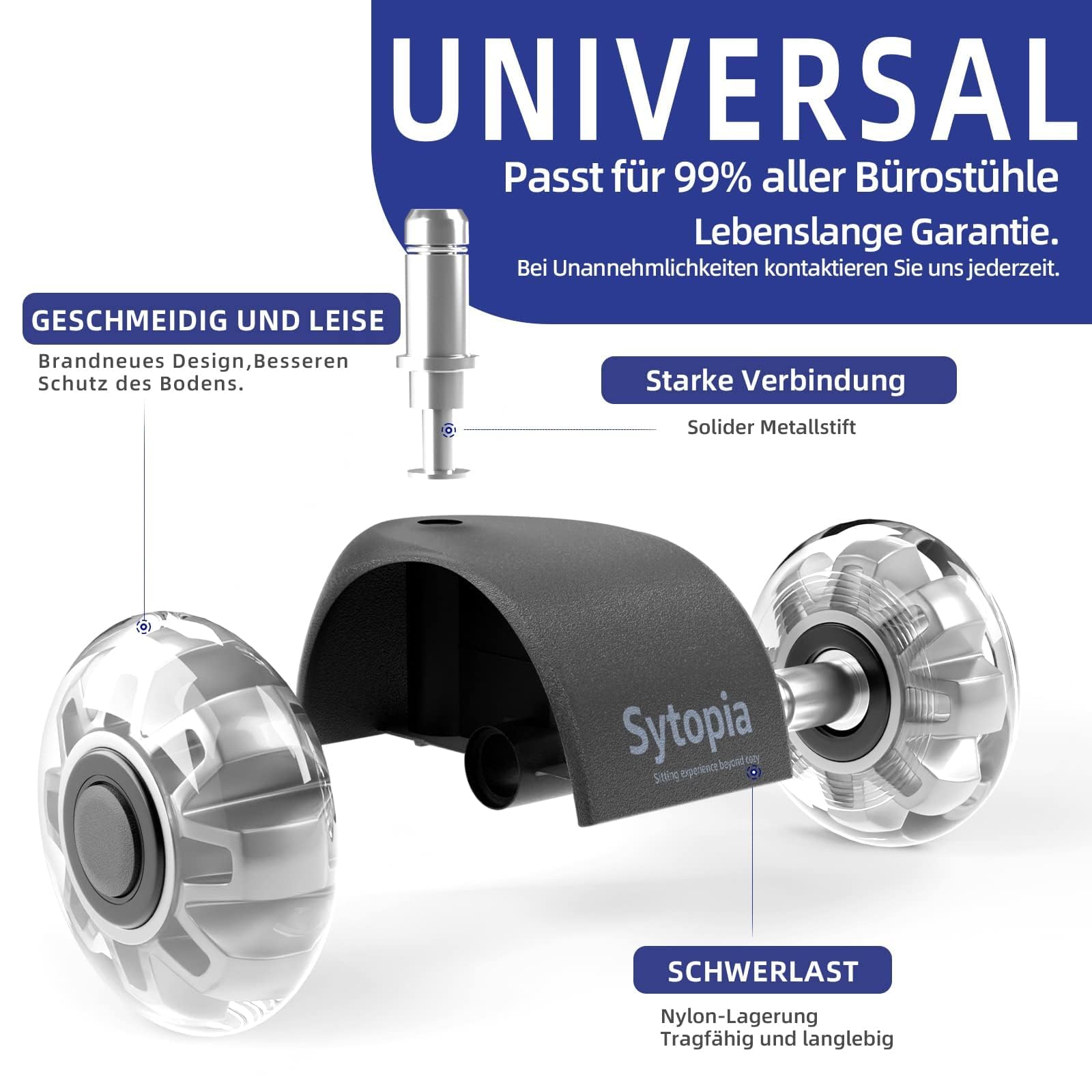 Sytopia Bürostuhl Rollen 5er Set In Grau, Rollen Für Bürostühle 11 X 22 Mm Fur Teppichboden Hartboden Bodenschutzmatte Gaming Stuhl Strapazierfahig Glatt Und Leise