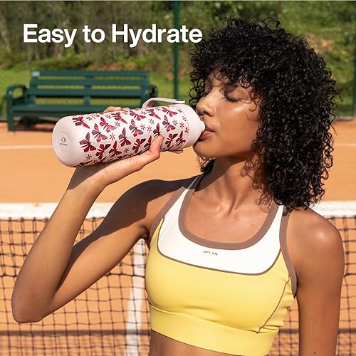 Miniatura 816 de ENCOOL Botella de agua aislada con popote, de acero inoxidable, a prueba de fugas, sin BPA, al vacío de doble pared que se mantiene fría durante 24