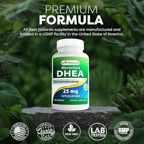 Miniatura 5 de Best Naturals, DHEA Micronizada 25 mg 180 Cápsulas