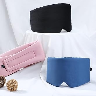 FRESHME Light Blocking Pink Sleep Mask - Handmade Cotton Eye Mask for Sleeping Eye Shade Cover Women Men Girl Soft and Breathable Adjustable Blinder Airplane with Travel Pouch Best Night Companion