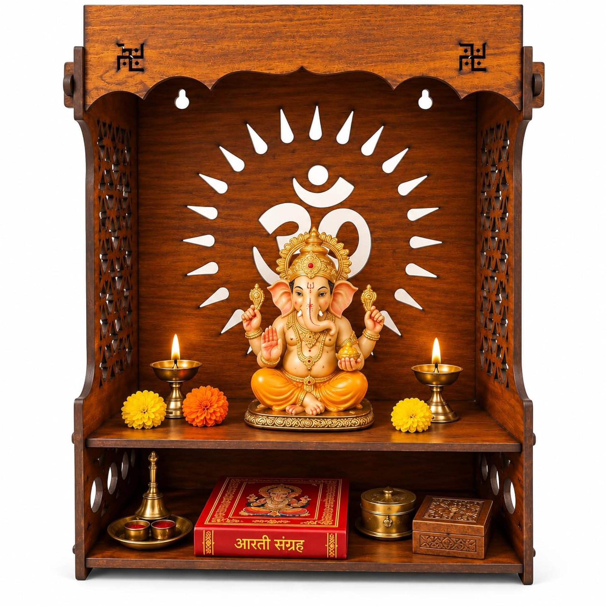 Wooden Temple for Home & Office, Wall Mounted