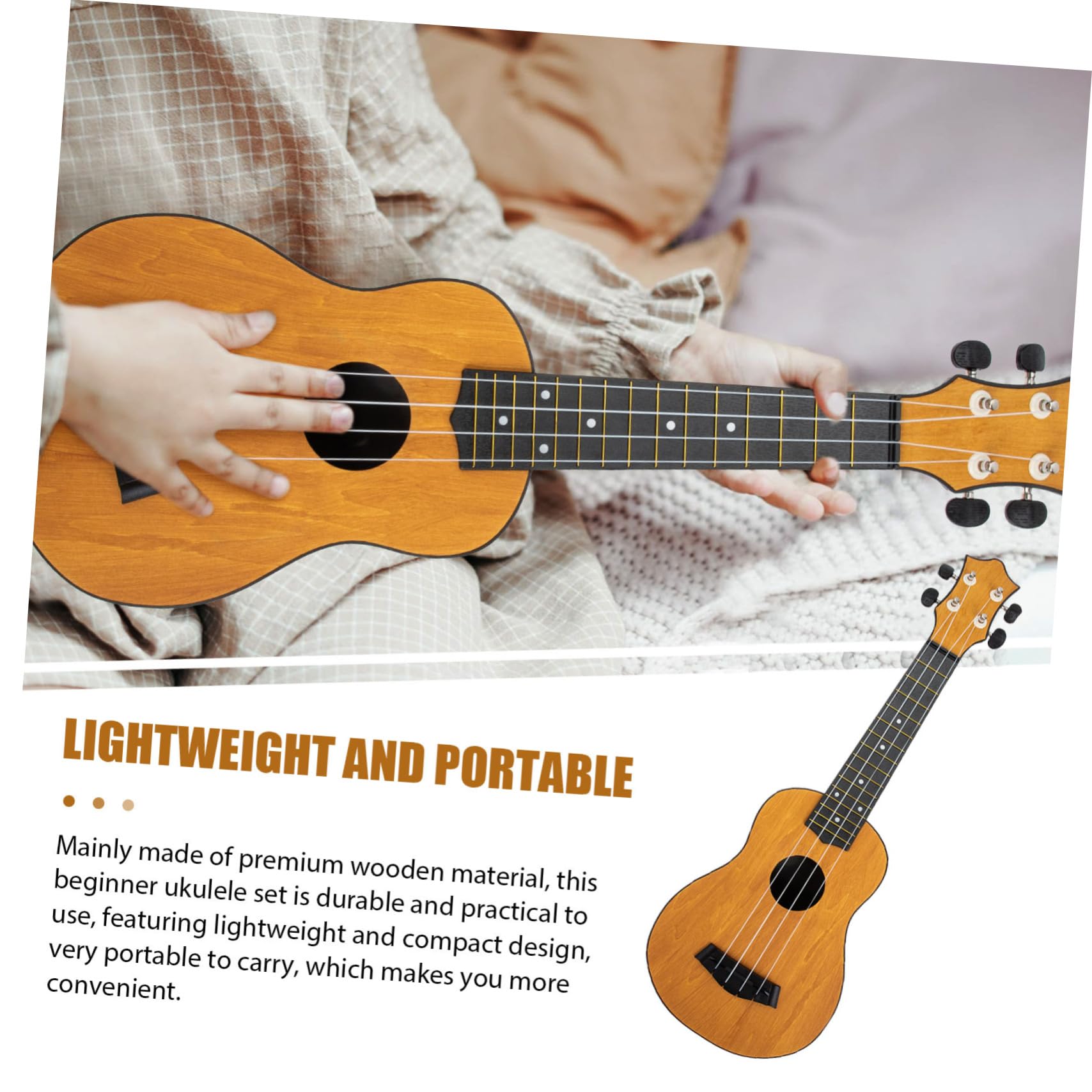 ERINGOGO Holz Ukulele Kinderinstrument Für Anfänger Leicht Tragbar Fördert Hand-gehirnkoordination