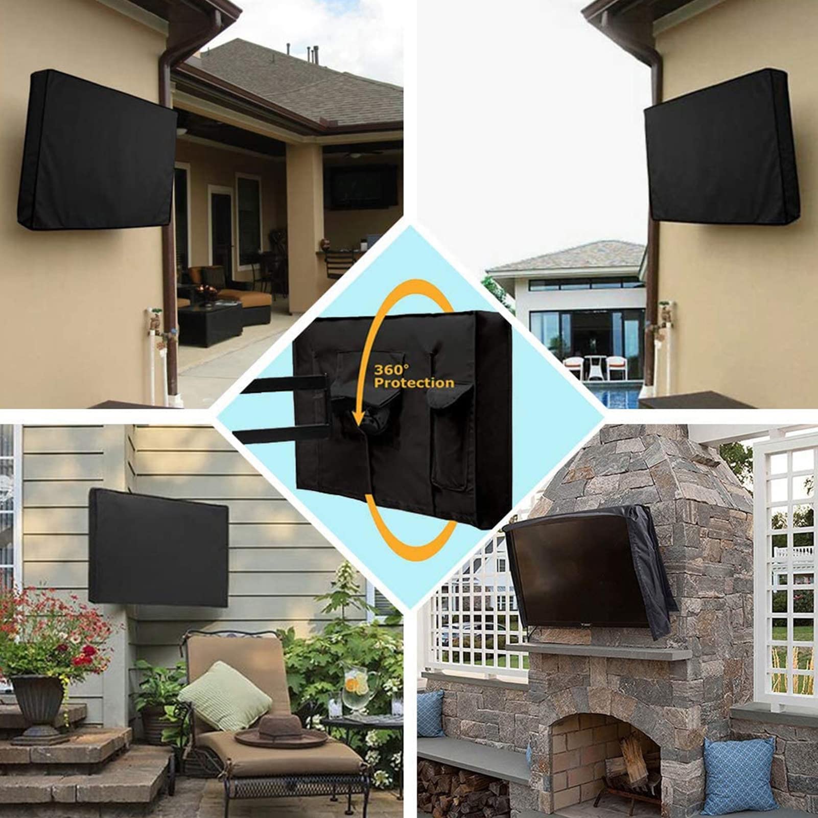 Copertura Esterna della TV con Parte Anteriore Trasparente, Protezione Universale Impermeabile della Copertura della Televisione per i televisori al Plasma del LED LCD,Nero,22 to 24 inch