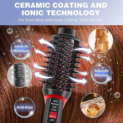 Miniatura 4 de Cepillo secador de pelo, más 2.0 profesional 4 en 1 cepillo secador de pelo de un solo paso, cepillo secador de pelo de titanio iónico negativo de