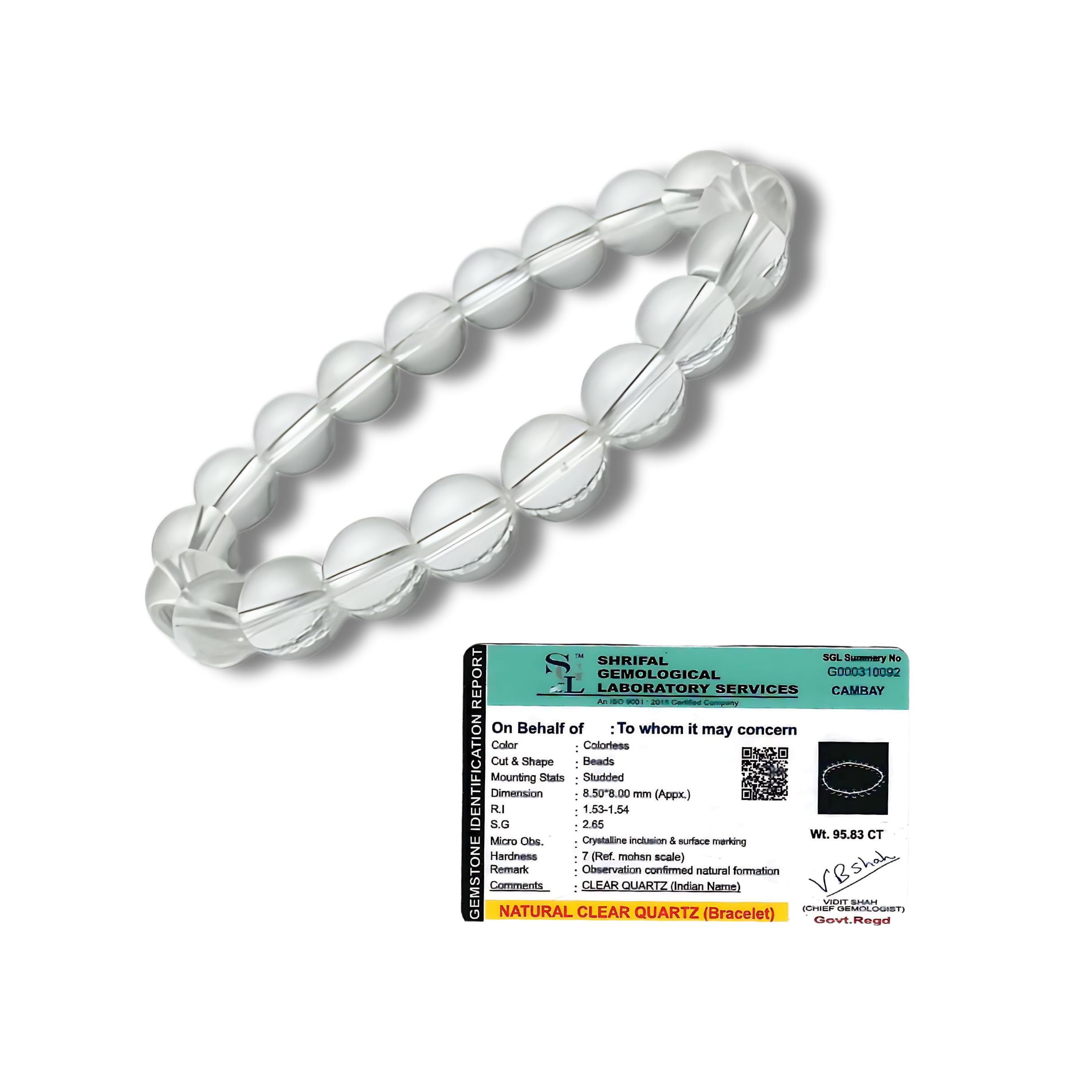 Ikka Jewels Elegant Sphatik Clear Quartz Crystal Bracelet - Boosts Energy & Spiritual Growth - Certified 8mm Beads (B0D9PLFNLT) Amazon Price History, Amazon Price Tracker