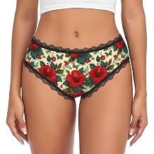 Red Hibiscus Flower 5 For Women'S Lace Underwear, Seamless Low Rise Briefs