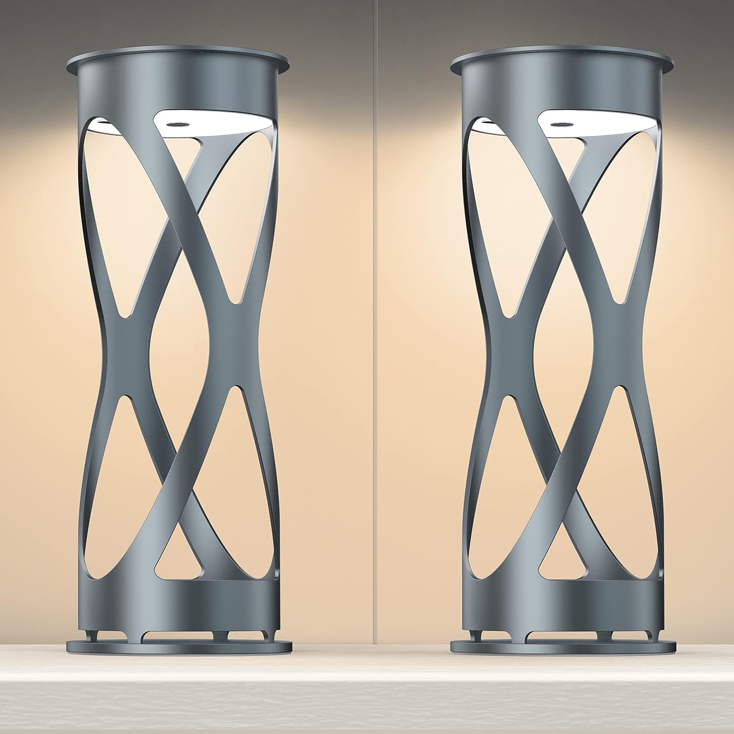 Cordless Table Lamps Rechargeable 2 Pack, 4000mAh LED Portable Metal Table Light,3 Color Light Modes Battery Powered Touch Table Lamp for Restaurant/Home/Patio/Outdoor.(Grey)