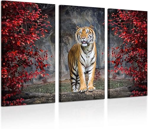 KREATIVE ARTS Lienzo de 3 piezas de gran tamaño para pared, diseño de tigre, impresiones sobre lienzo, arte de animales para decoración moderna del