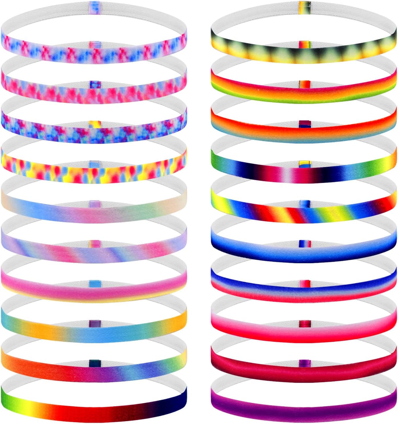 Duufin 20 Pieces Elastic Sport Headbands Non-Slip Workout Headband