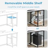 GreenForest Computer Desk with Monitor Stand,100cm Office Desk with Reversible Storage Shelves,Study Desk for Home and Small Spaces,White - 5