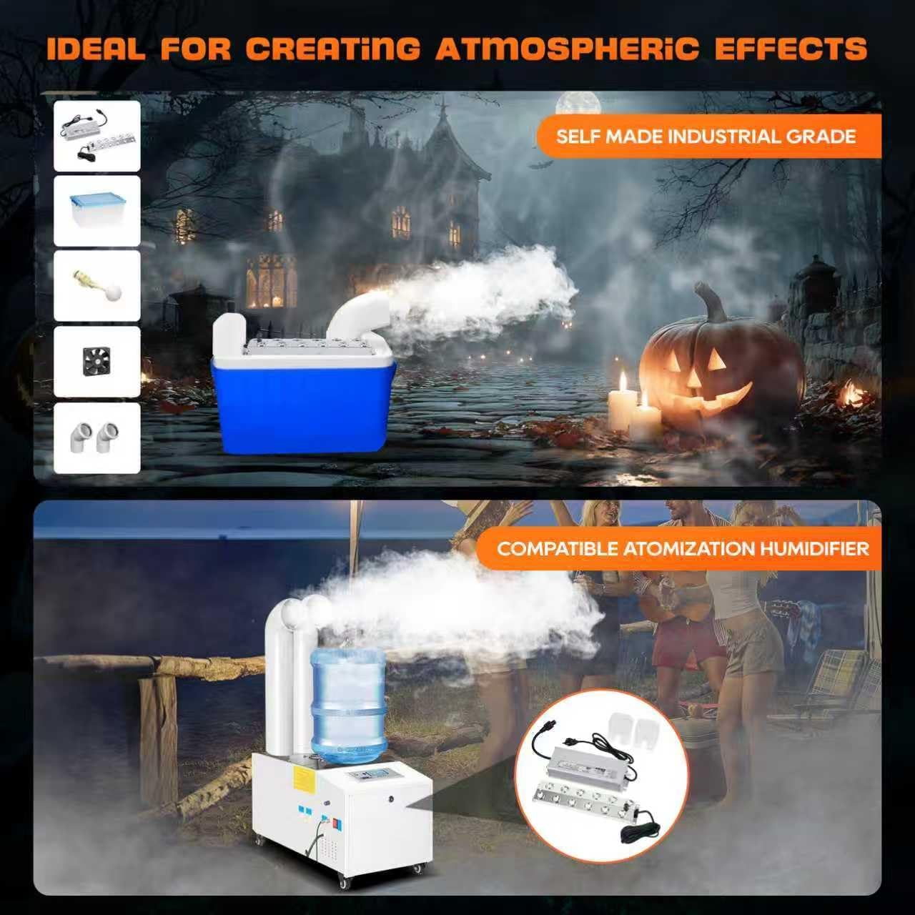 Upgrade Mist Maker Fogger 12 Heads (9000ml/H),Ultrasonic Fogger Humidifier with Floats（No need to add water）,110V 400W Power Water Proof Ultrasonic Mister,for Halloween Atmosphere,Preserva