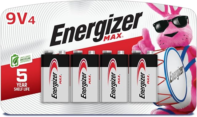 Energizer MAX Alkaline 9 Volt Batteries (4 Pack)