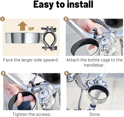 Miniatura 6 de Portavasos para manillar de bicicleta, soporte de botella de aluminio para café, agua y bebidas, se adapta a bicicletas de crucero, carretera y