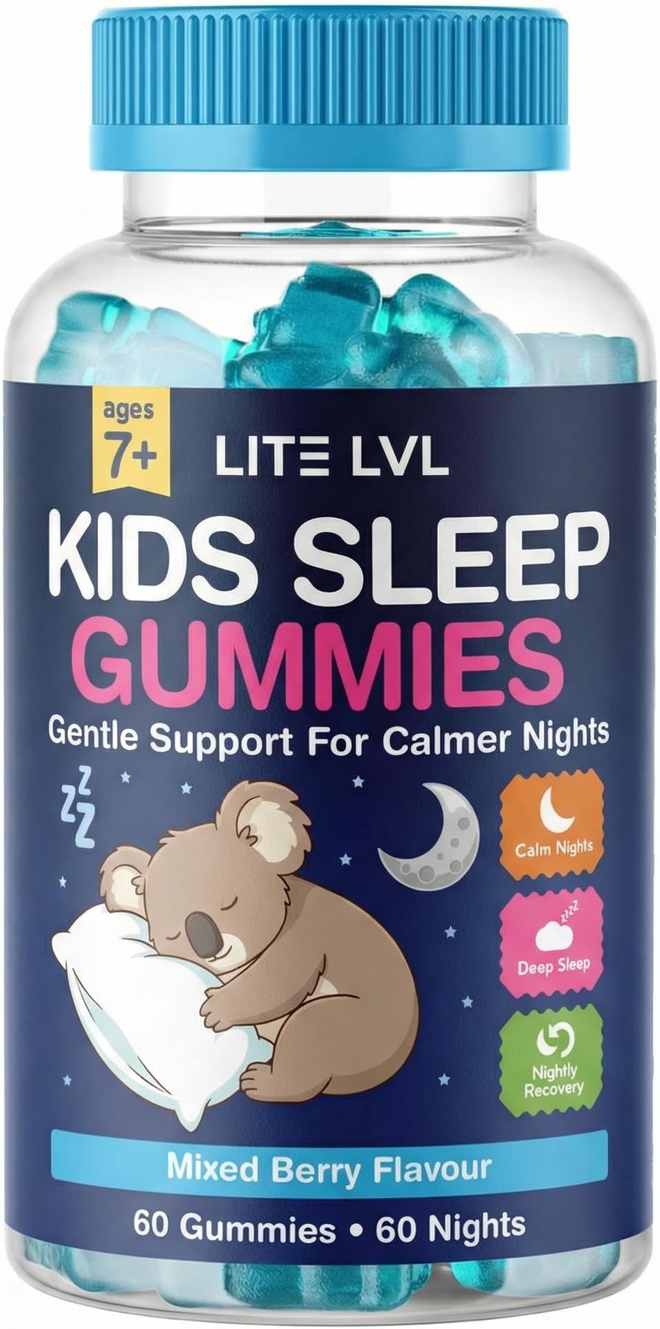 Natural Sleep Support Gummies For Kids - Formula Restful Nights, Children'S Promoting Melatonin Production, Promotes Healthy Patterns, 60 Count