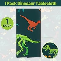 Vista 3 de Tudomro 1 mantel de plástico de dinosaurio para fiesta, decoración de mesa de cumpleaños de dinosaurio, funda de mesa desechable para suministros