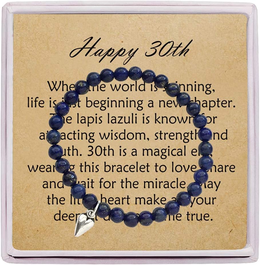 30th Birthday Gifts for Women Turning 30 – Bead Bracelet with Message Card & Gift Box - Thirtieth