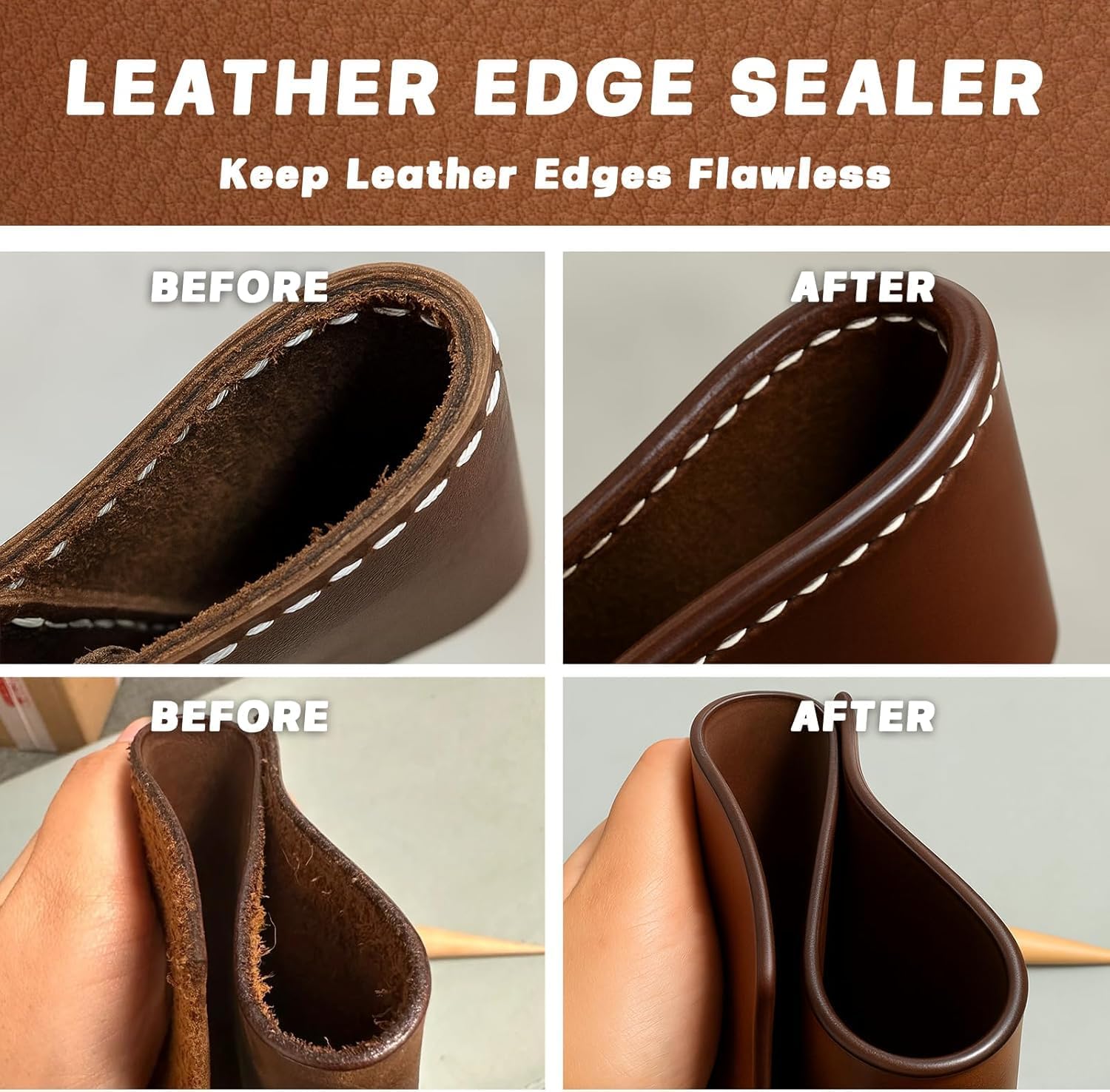 200g Leather Edge Sealer Kit, Burnishing Gum Smooth Glossy, Becomes Clear After Drying, for Belts, Wallets, Shoes, Sofas