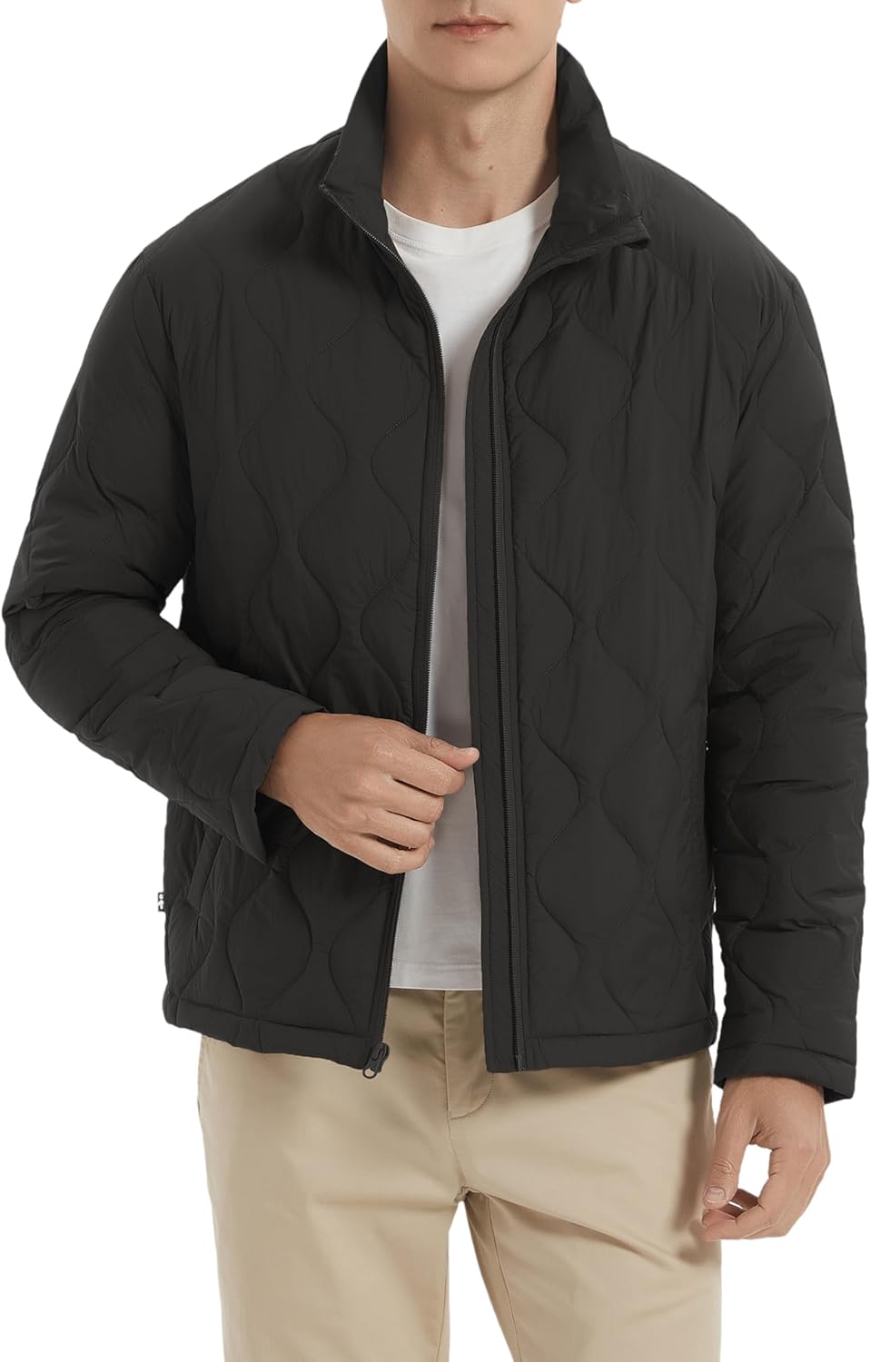 Orolay Men's Lightweight Quilted Bomber Jackets Full Zip Winter Down Coat Water Repellent Casual Outerwear