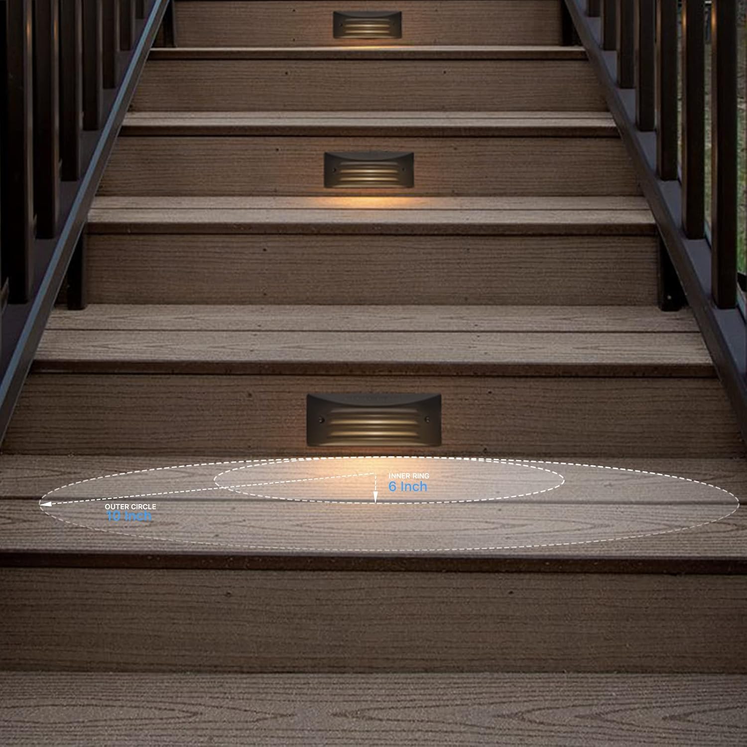GOODSMANN Low Voltage Step Light Outdoor 12V AC Landscape Stair 1PK 1.2W LED Deck Lighting 3000K Warm White With Cable Connectors Aluminum Work With Lighting Transformers