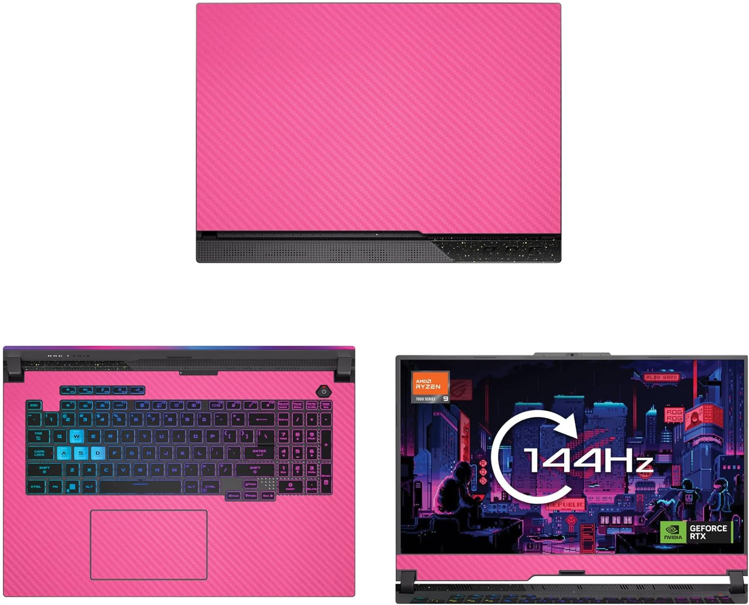 Decalrus - Protective Decal for The Asus ROG Strix G17 G713 (17.3" Screen) Laptop Rose Carbon Fiber Vinyl Cover wrap CFasusRogG17_G713Rose