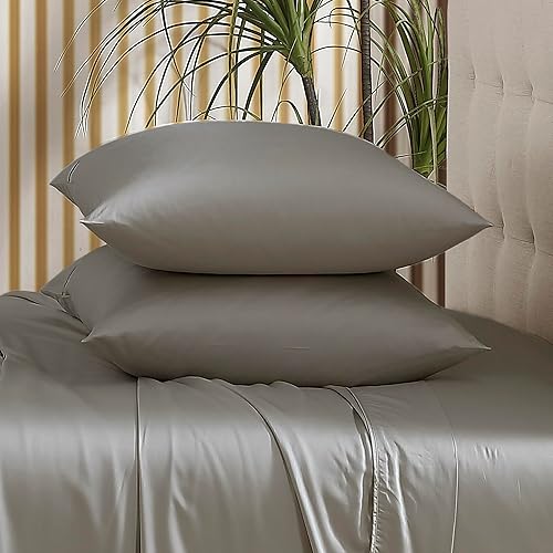 Miniatura 4 de Brielle Home Juego de sábanas de satén de viscosa de bambú refrescante, súper suave y transpirable, elegante, bohemio, moderno, elegante, con