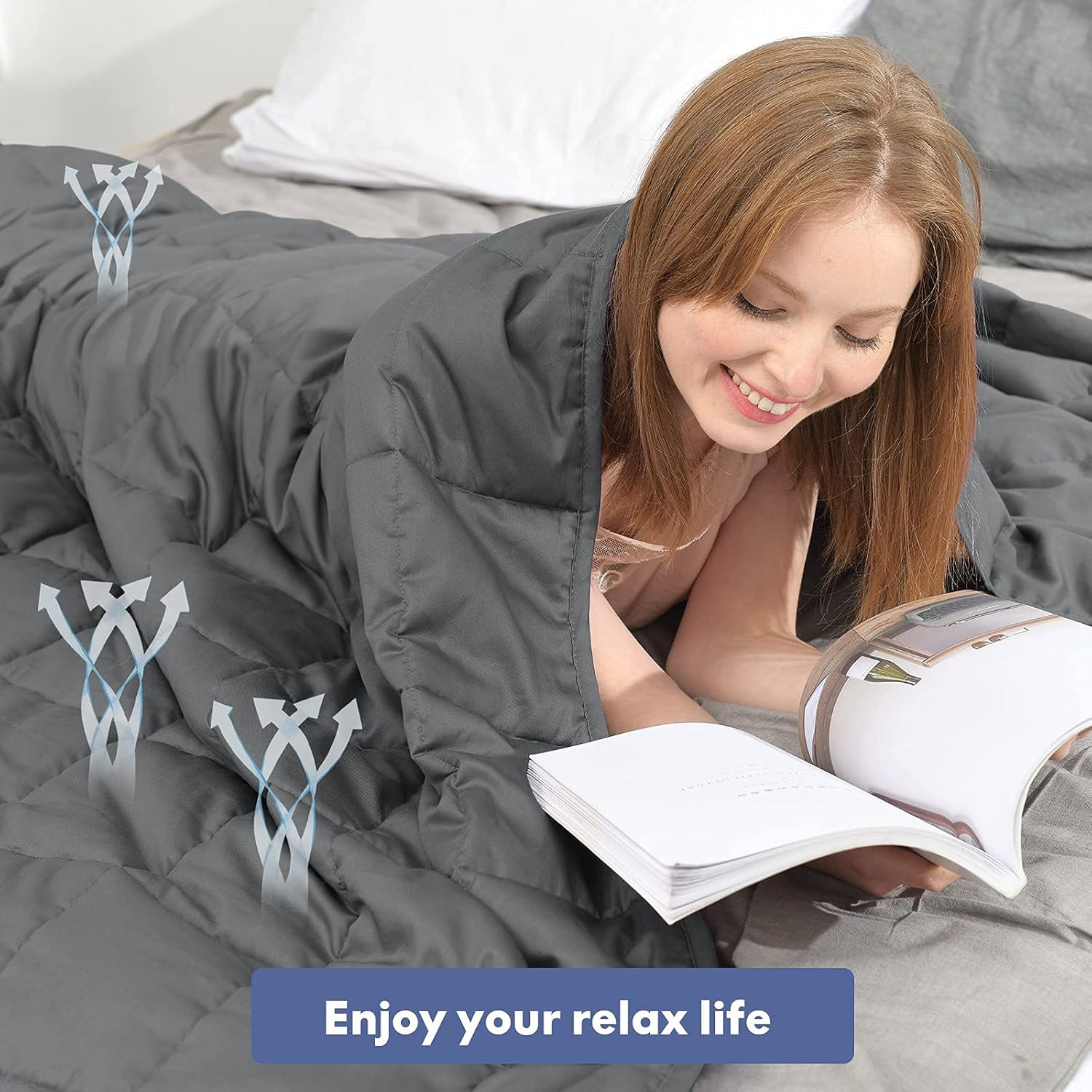 Blасk Frіdау 🔥 Ourea Adult Weighted Blanket Queen Size 20 lbs,60x 80 ,Dark Grey Heavy Blankets Perfect for 200-220 lbs Use on Queen/King Bed Soft Material with Glass Beads