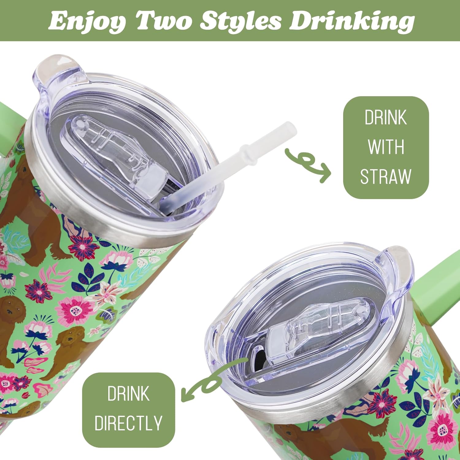 40 oz Goldendoodle Tumbler with Handle, Insulated Stainless Dog Tumbler Coffee Travel Mugs Cup Water Bottle Golden Doodle Lovers Gifts for Women Girls - Image 3