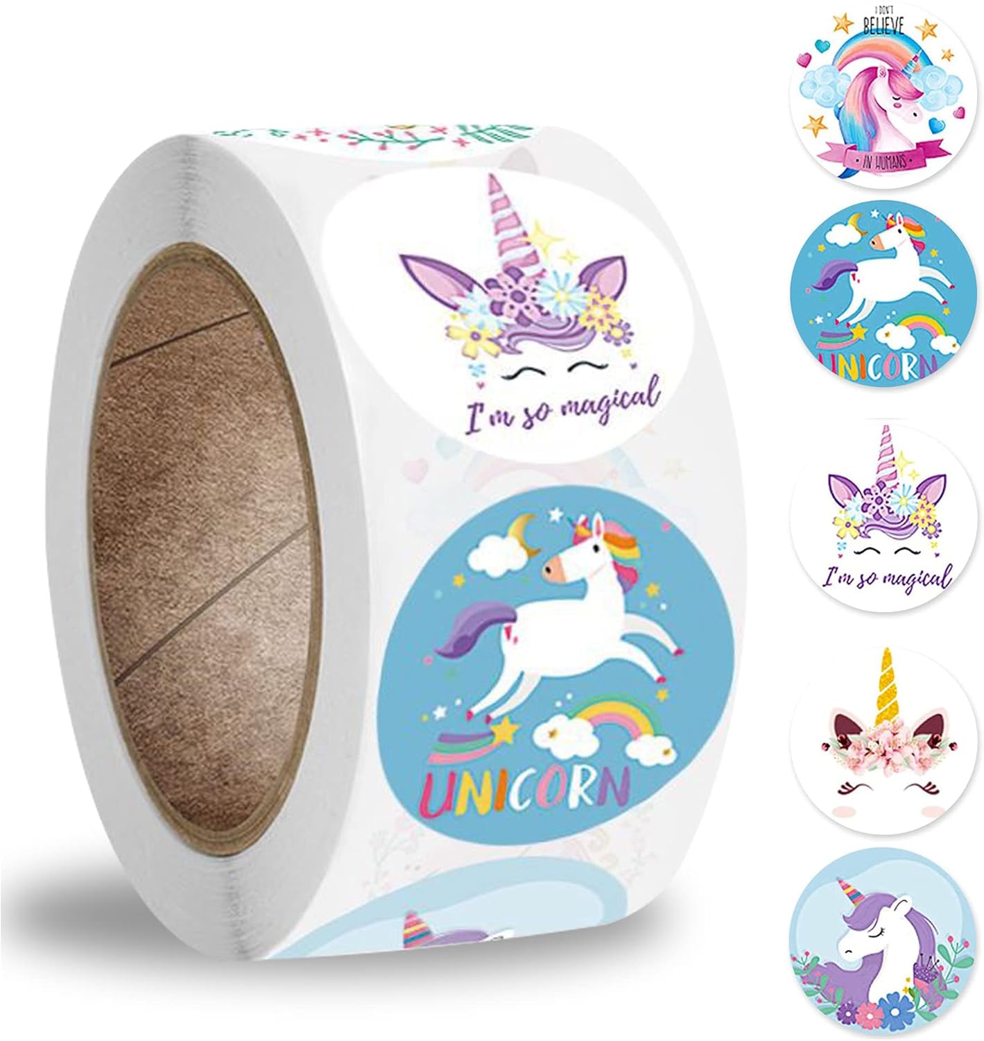 BOFYTR Unicorn Stickers, 500Pcs 1In Unicorn Labels with 6 Unicorn
