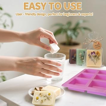 Soap Making Kit with 3 Silicone Molds, 48 Bags, 48 Gift Tags, 65ft Jute Twine Craft Set for Handmade Soaps Beginner & Professional