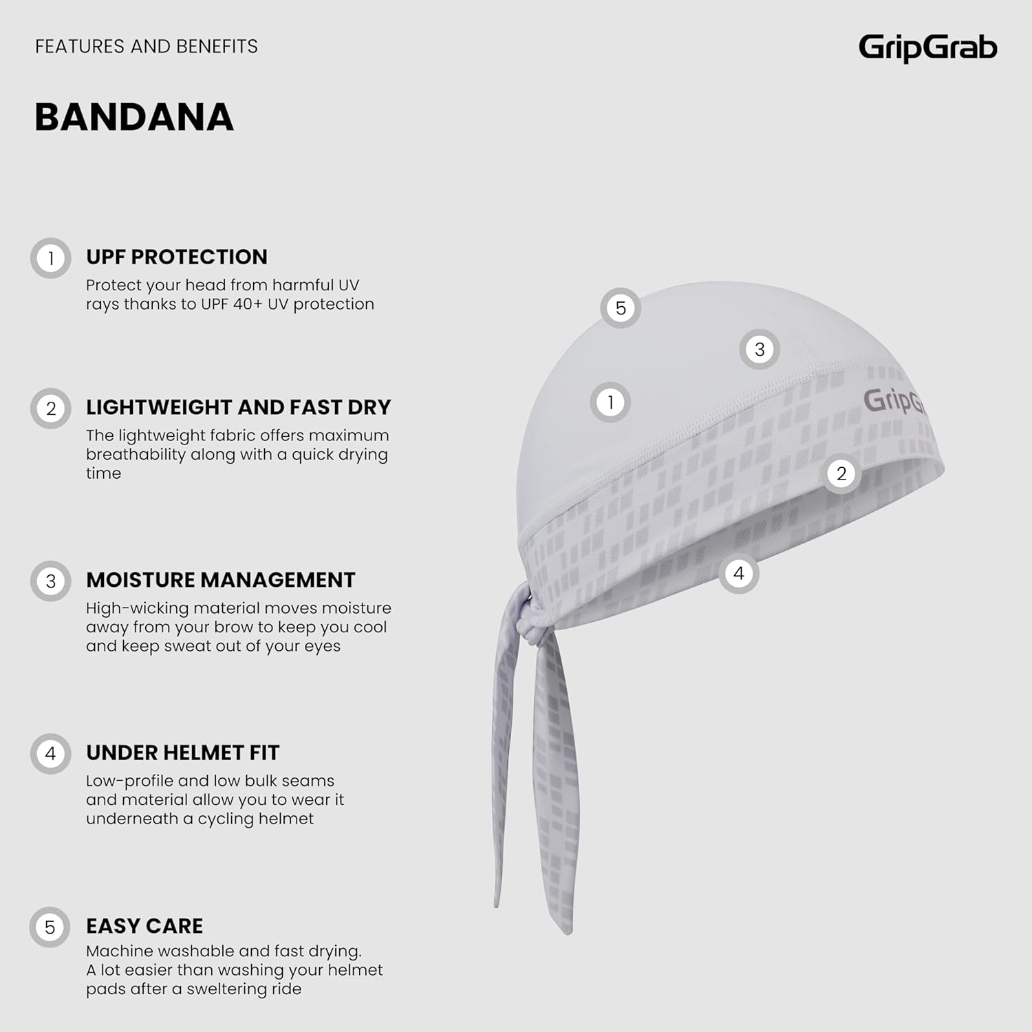 GripGrab Cycling Bandana UV Protection Summer Under Helmet Biking Headscarf Headwrap Headwear Breathable Sweatband